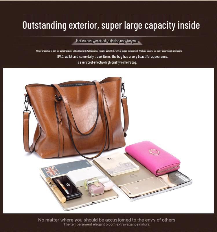 2025 Trendy Women's Genuine Leather Shoulder Tote - Soft, Versatile, Large Capacity Handbag with Crossbody Option