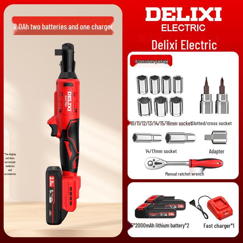 Delixi Electric 90° Right Angle Ratchet Wrench, High Torque Lithium Battery Tool, Professional Grade