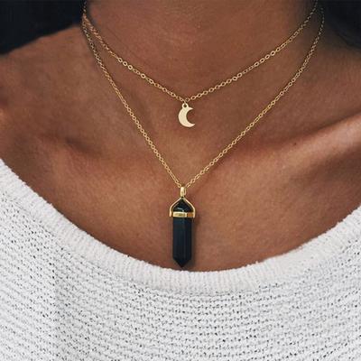 Moda Cristal Opalas Ametista Pingente Colar Gargantilha Pedra Natural Liga Mulheres Jóias Acessórios