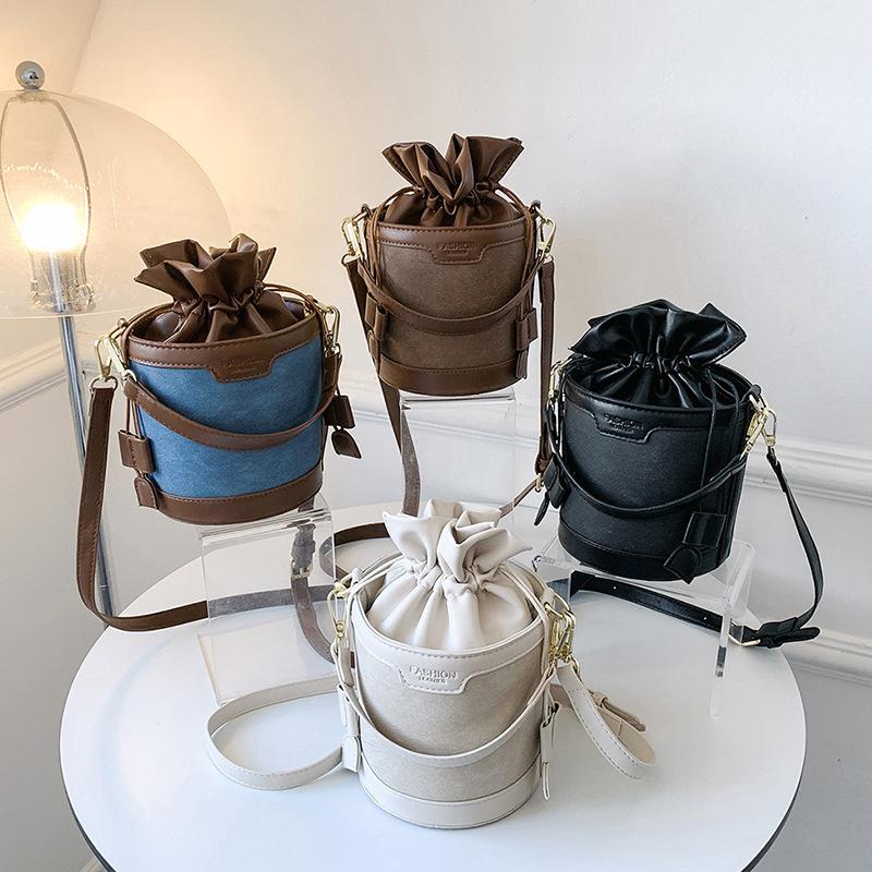 2025 new niche handbag bag women's fashion foreign style versatile bucket bag high-end contrasting color shoulder messenger bag