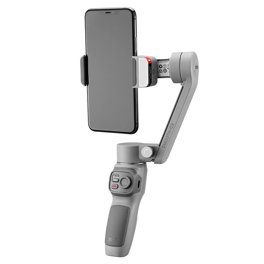 Japoński Gimbal do Smartfona ZHIYUN SMOOTH Q3 COMBO z Lampą LED do Noszenia Lekki Szary [Oficjalna Gwarancja] Stabilizator 3-osiowy, Etui, Wbudowane Światło,