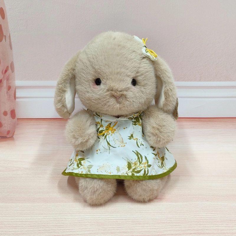 

Cute Floral Dress Cartoon Rabbit Plush Doll Children Companion Toy For Kids Bedroom Decor 28cm бежевый