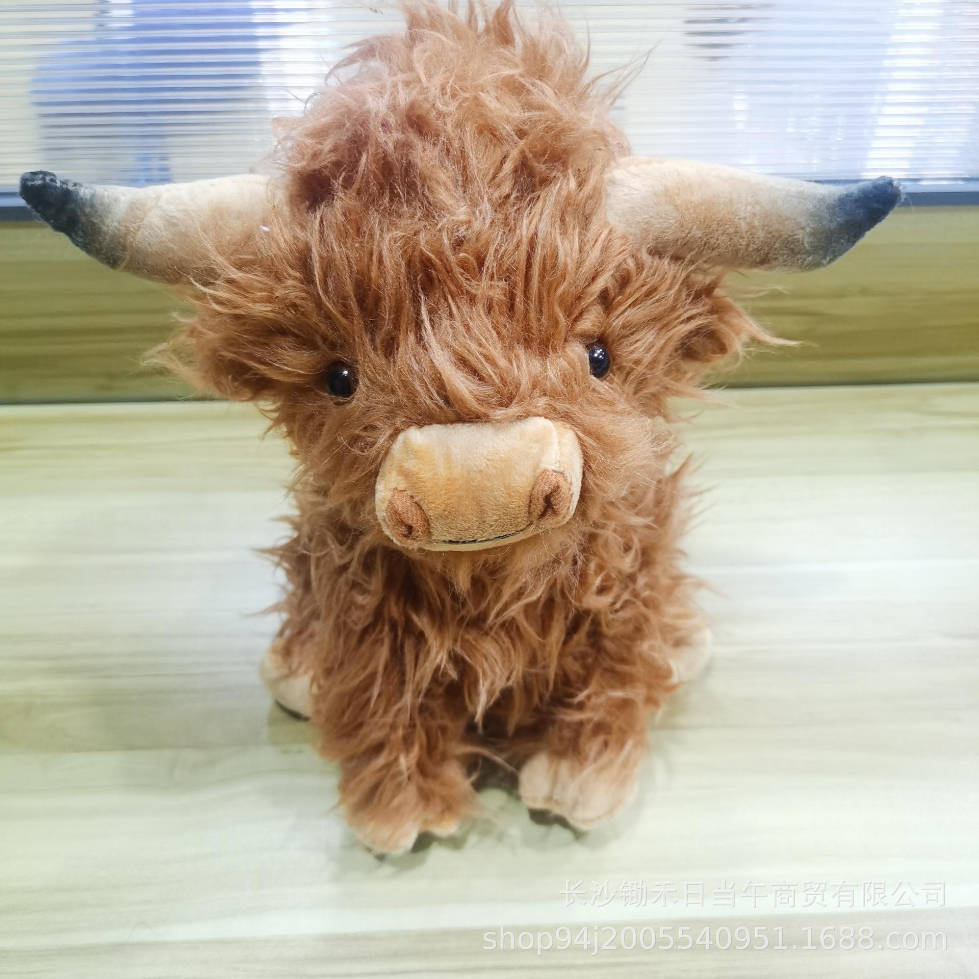 

Simulation Highland Cow Scottish Highland Cow Plush Doll Long Hair Cow Doll 28cm 180g коричневий