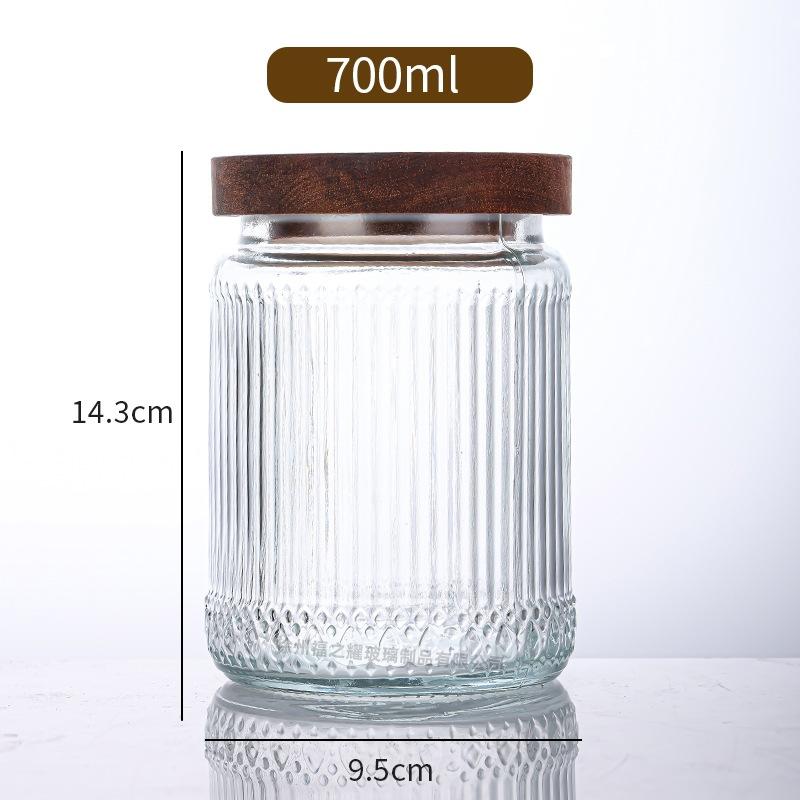 Ancient Peony Flower Relief Transparent Glass Storage Jar for Snacks, Tea Sealed Jar, Kitchen Storage Glass Bottle