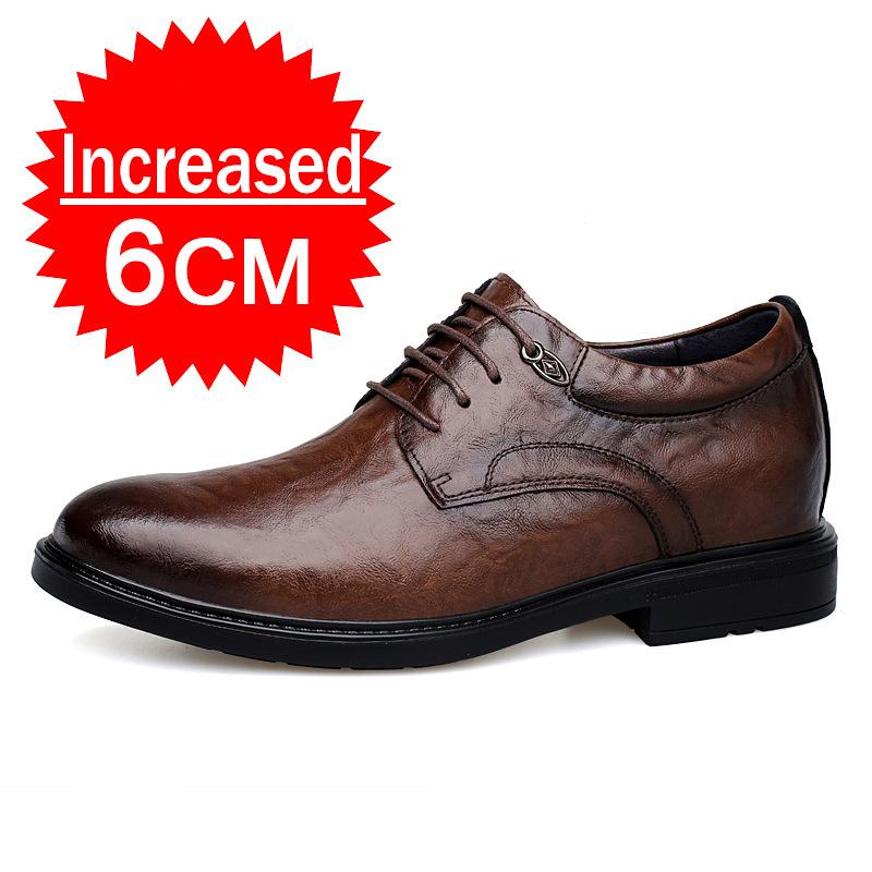 New Men Leather Shoes For Men Business Dress Shoes Invisible Inner Height Increasing Man Shoes 8CM Wedding Shoes Big Size 36-47