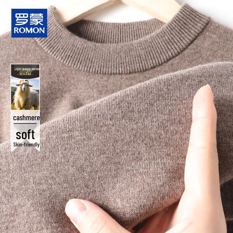 ROMON Men's Round Neck Cashmere Blend Pullover Sweater