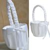 Elegant Wedding Flower Girl Basket White Cute Satin Holder Ring Pillow Flower Storage Basket for Party Wedding Decoration