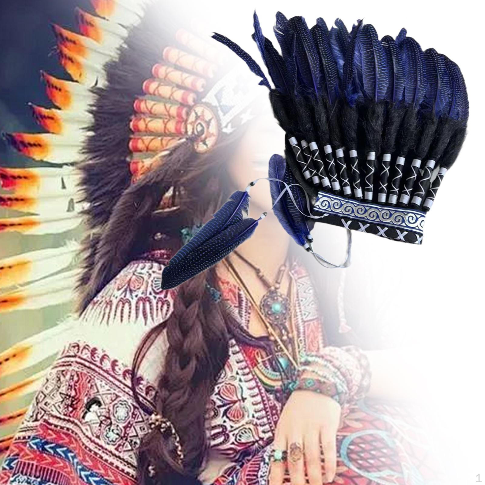 

Индейский головной убор из перьев Декоративные маскарадные реквизиты Легкий синий