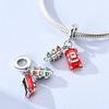 Real Copper Heart Family Charms Bead Pumpkin Zircon Pendant Fit 3Mm Original Bangle Bracelet Jewelry Gifts Making