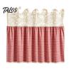 Dustproof Oven Handle Protector Farmhouse Stove Skirt, Plaid Crochet Lace Curtain, Rustic Kitchen Cabinet Decoration Skirt Curtain with Ties