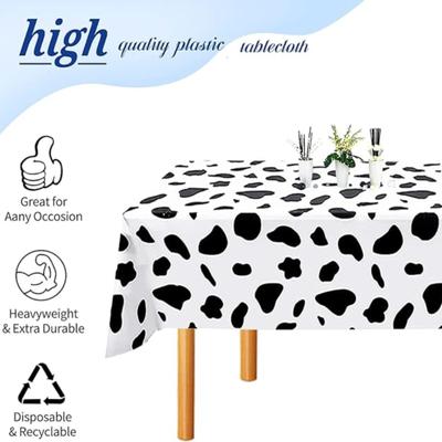 Decorações de Festa de Aniversário de Animais 1,37X2,74m Toalha de Mesa de Plástico com Estampa de Vaca, Cobertura de Mesa de Plástico para Suprimentos de Festa de Aniversário com Tema de Animais da Fazenda
