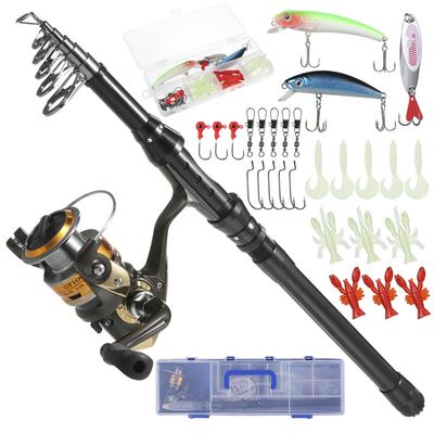 Fishing Rod and Reel Combos Telescopic Fishing Pole with Spinning Reel Combo Kit Fishing Line Lures