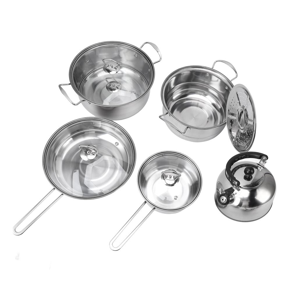 Cookware Set Stainless Steel Rustproof Stick Proof Thickened Pots Pans Set for Home Kitchen Restaura