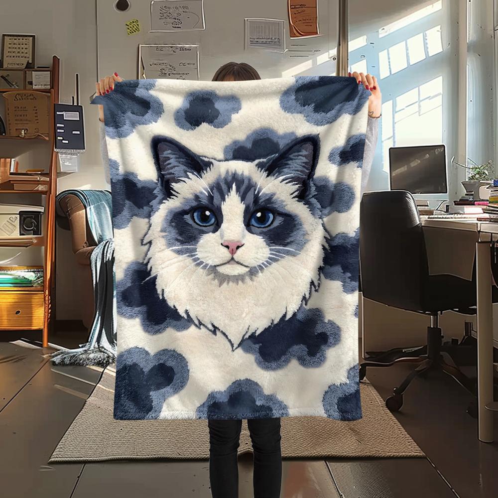 Felt rabbit kitten fox zebra Print Flannel Blanket,High quality Comfortable for All Seasons,Home Decor,Warmth and Comfort,Perfect for Christmas Gifts