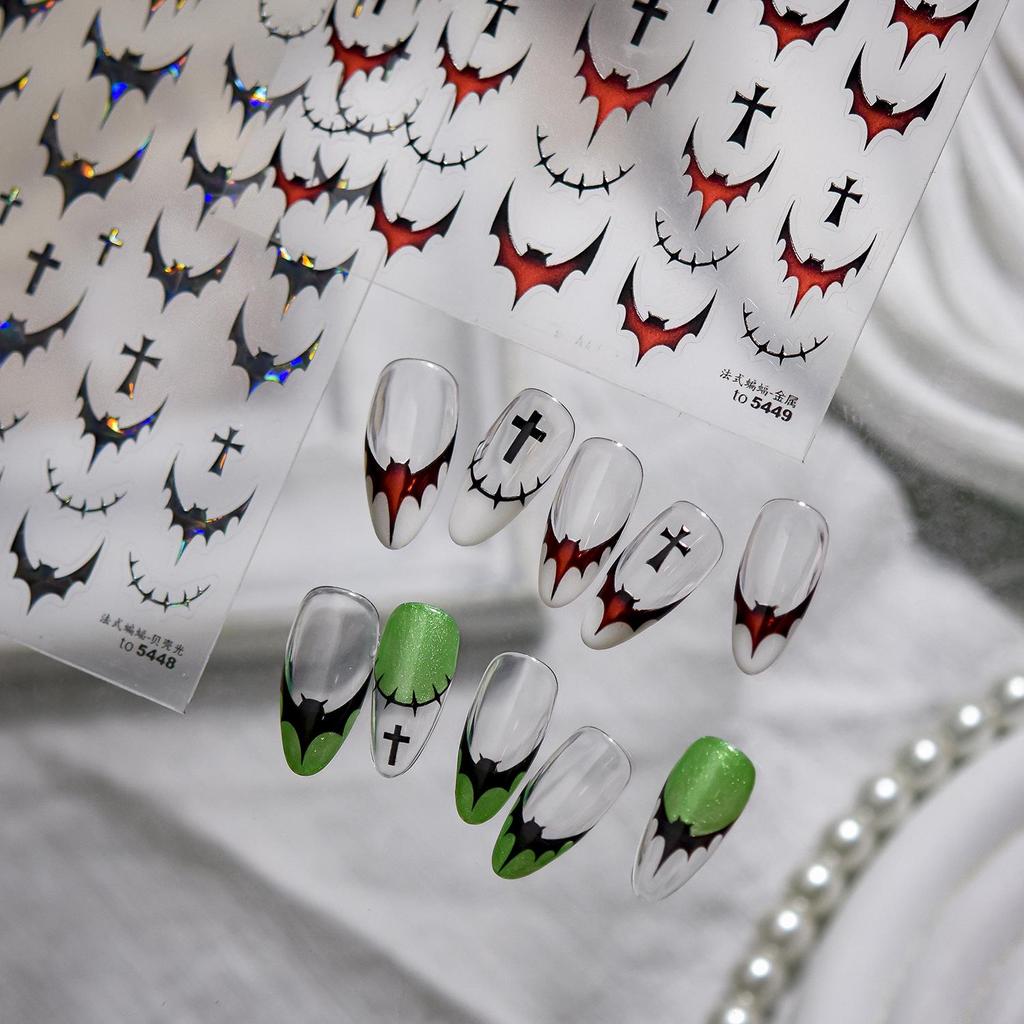 Tomoni Dark Style French Bat Nail Art Stickers Mixed Pack
