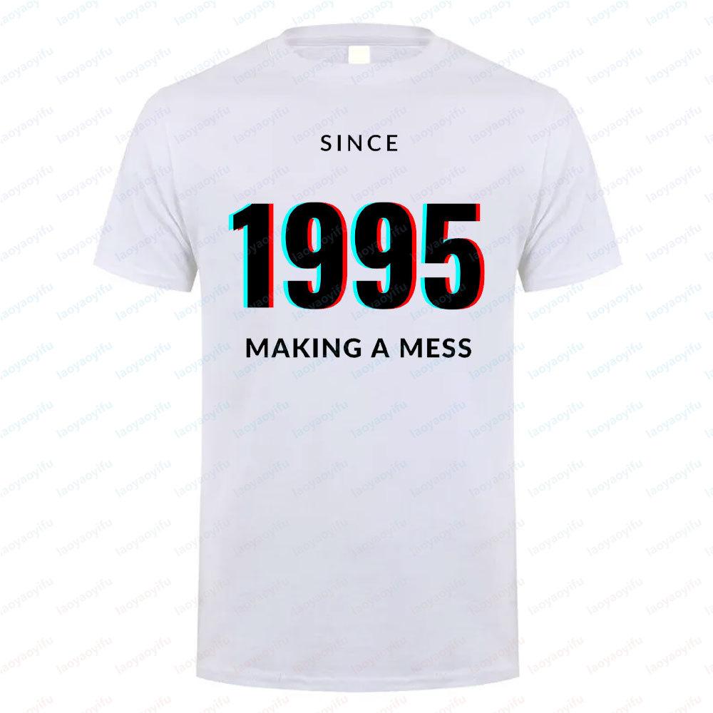 1995 The Year Vintage Cotton T Shirt Retro 90s Style Summer Short Sleeve Relaxed Fit Unisex Round Neck Tee Breathable Tops