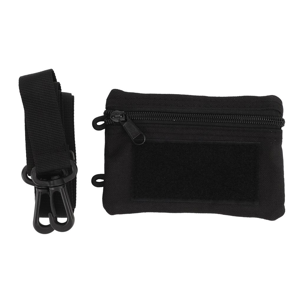 Lanyard Coin Pouch Waterproof Wearable Lightweight Nylon Sports Neck Coin Purse for Change Card Black