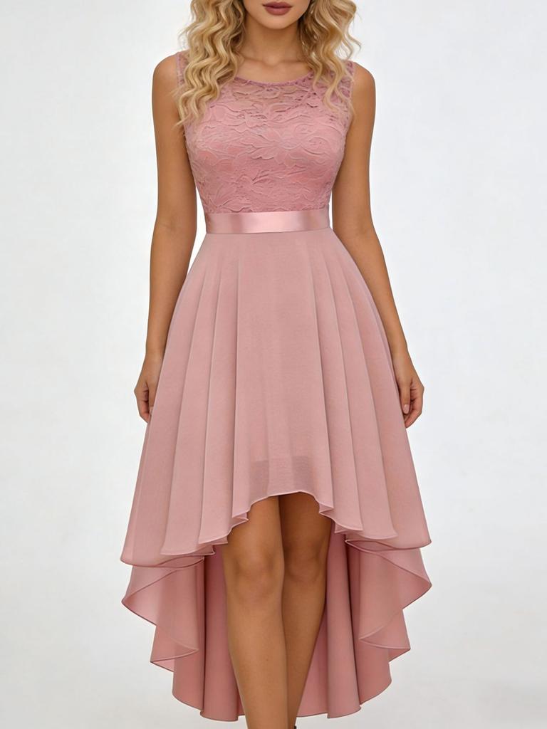Luxury Elegant Chic High-End Short Front Long Slim Sleeveless Dress