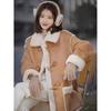 KAISER Women's Lapel Long Toggle Faux Fur Winter Coat