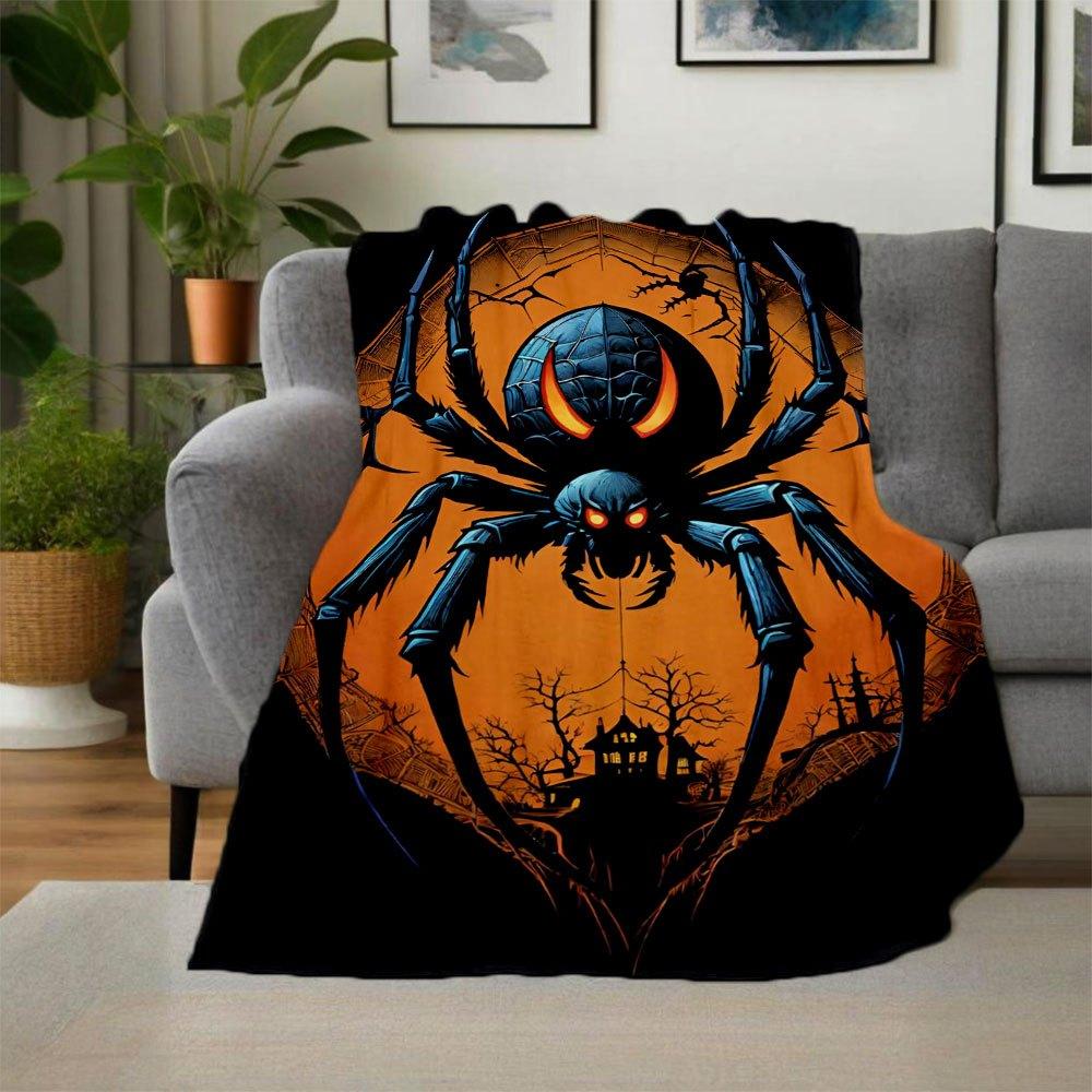 Halloween Spider Webbing Decoration - Spooky Home Decor for Halloween PartiesBlanket Flannel Throw Blanket for Sofa, Bed, Travel, Camping, Office