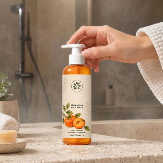 xiaobudian Persimmon Body Wash, Gentle Daily Cleanser for All Skin, 100ml Mild Deep Cleansing Deodorizing Soap Bar Women Men