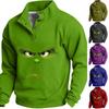 Men's Christmas Print Sweatshirt with Button Placket Casual Pullover
