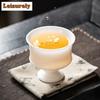 Boutique Porous White Jade Clay Teacup Hand Pulled Body Host Cup Dehua Sheep Fat White Porcelain Tea Bowl Master Cup Drinkware