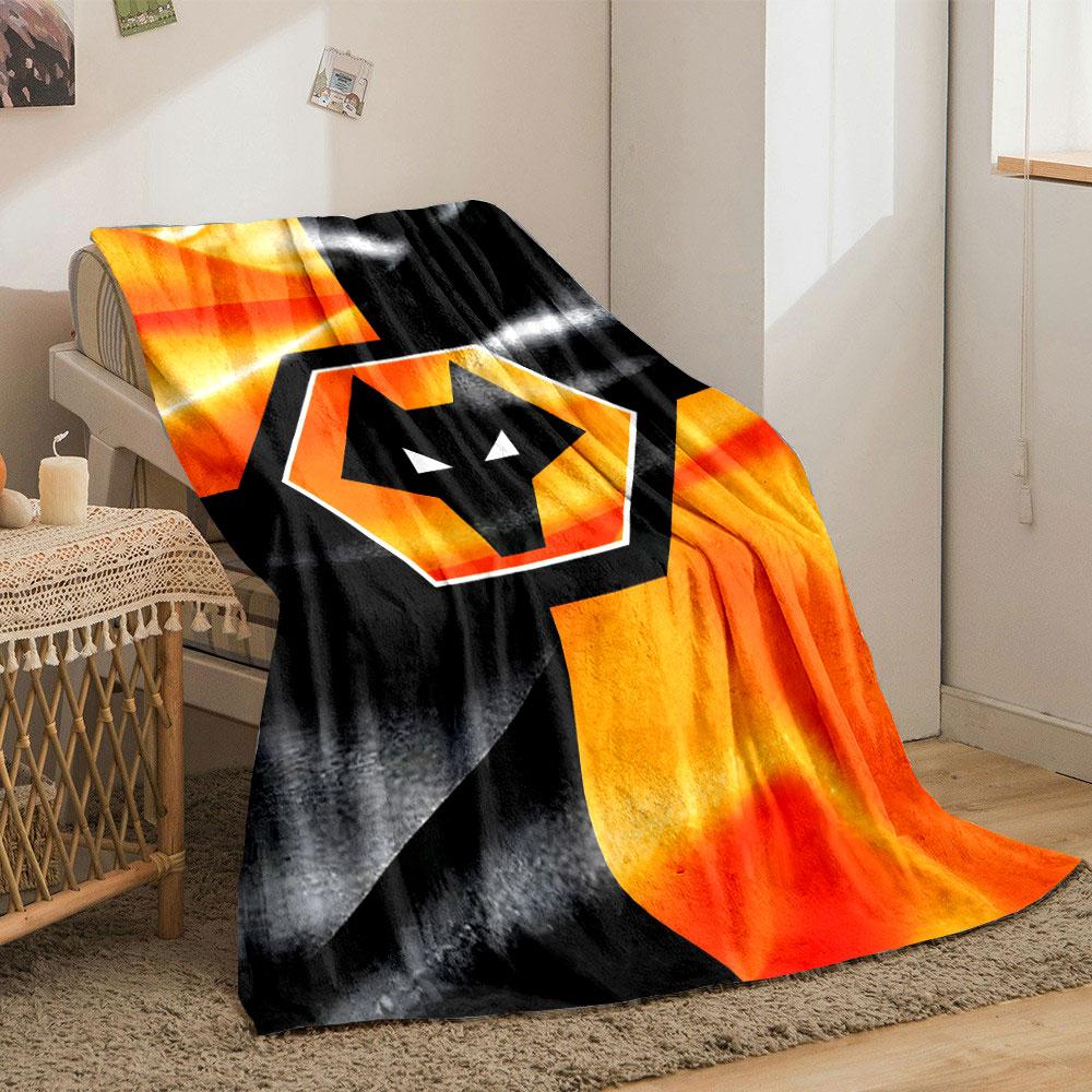 Wolf Badge on Orange and Black Design print blanket soft and cozy perfect for the living room bed sofa or a nap,gift
