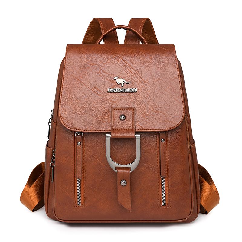 

Женский полиуретановый рюкзак Многофункциональный рюкзак большой вместимости коричневый