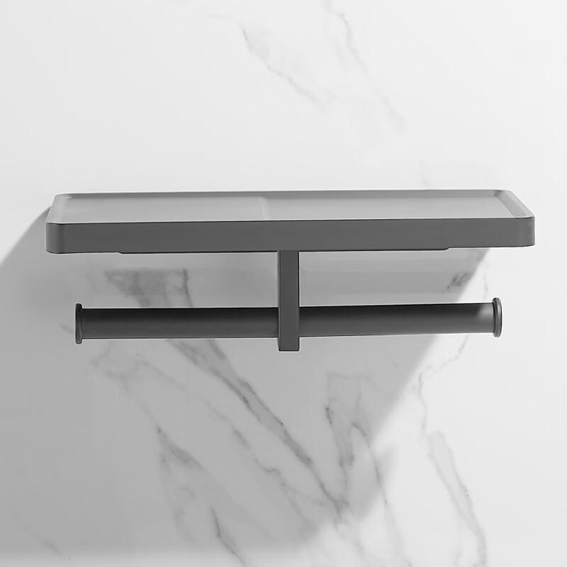 OEING Bathroom Wall-Mounted Toilet Paper Holder with Phone Shelf