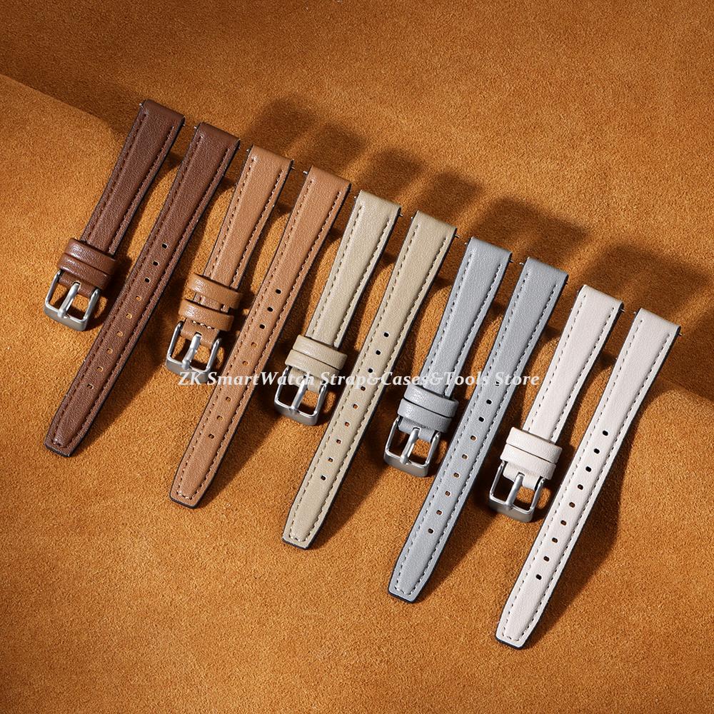 Leather Watch Strap 10mm 12mm 14mm 16mm for Men Women Universal Soft Wrist Band Ultra Thin Bracelet Pin Clasp Watch Accessories