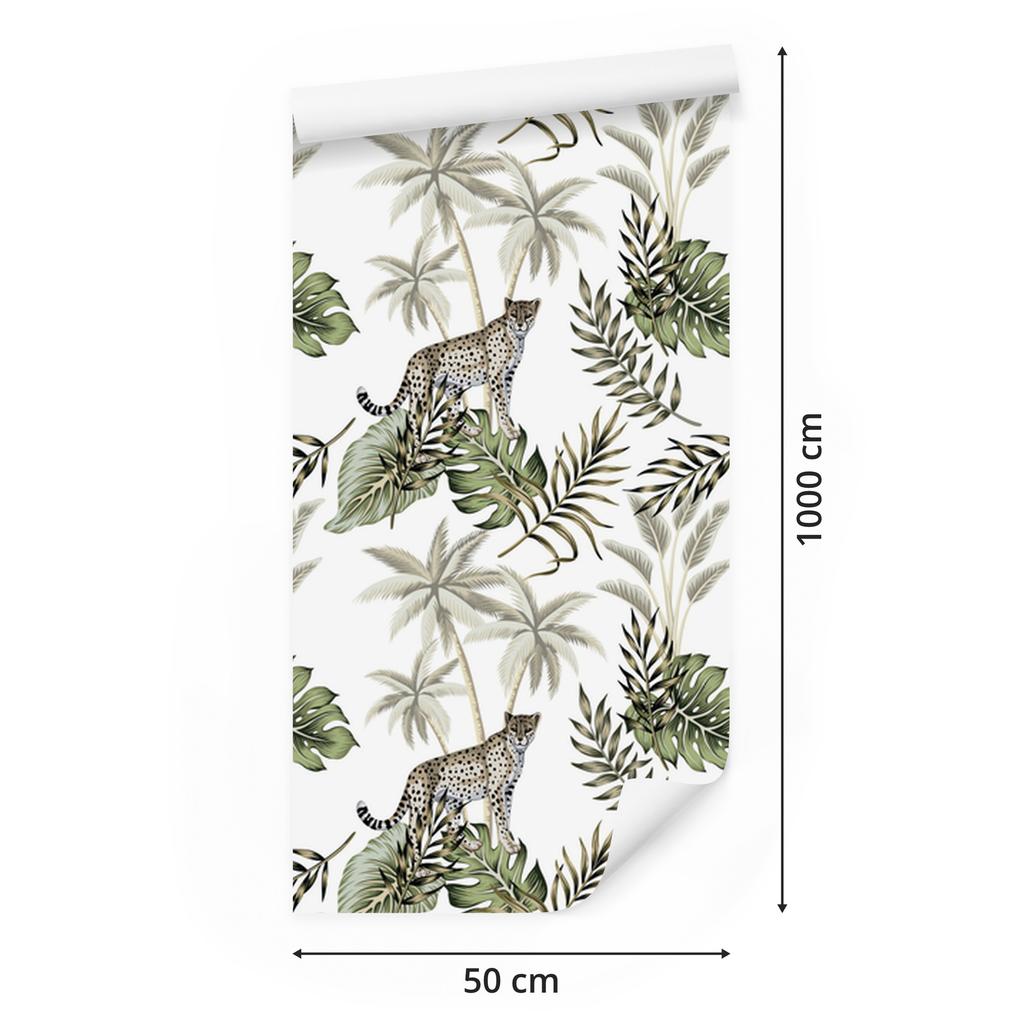 Wild Cats and Leaves Wallpaper for Living Room and Bedroom 50x1000