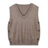 [Ailiyumo] knit vest ladies spring vest v neck Thin knit sweater sleeveless short length Plain color layered clothing with button slit Fashionable