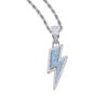 Hip Hop Lightning Pendant Necklace With Zirconia Accents Copper Chain Dual Tone Gold Platinum 60cm Geometric Jewelry