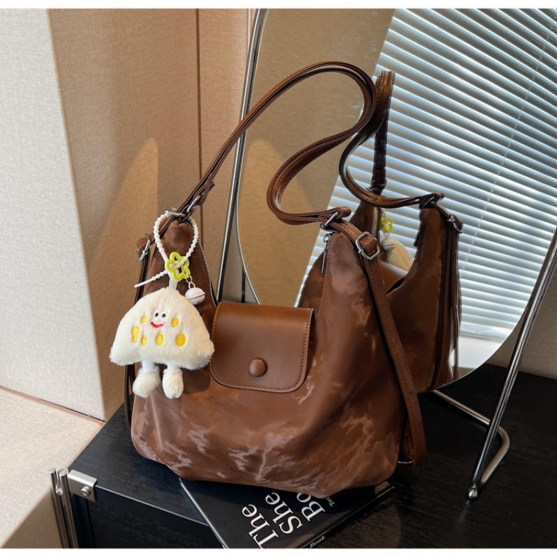 

Ретро сумка-тоут женская новая осенне-зимняя большой вместимости для работы, на плечо, повседневная универсальная сумка с двойными плечевыми ремнями темно-коричневого