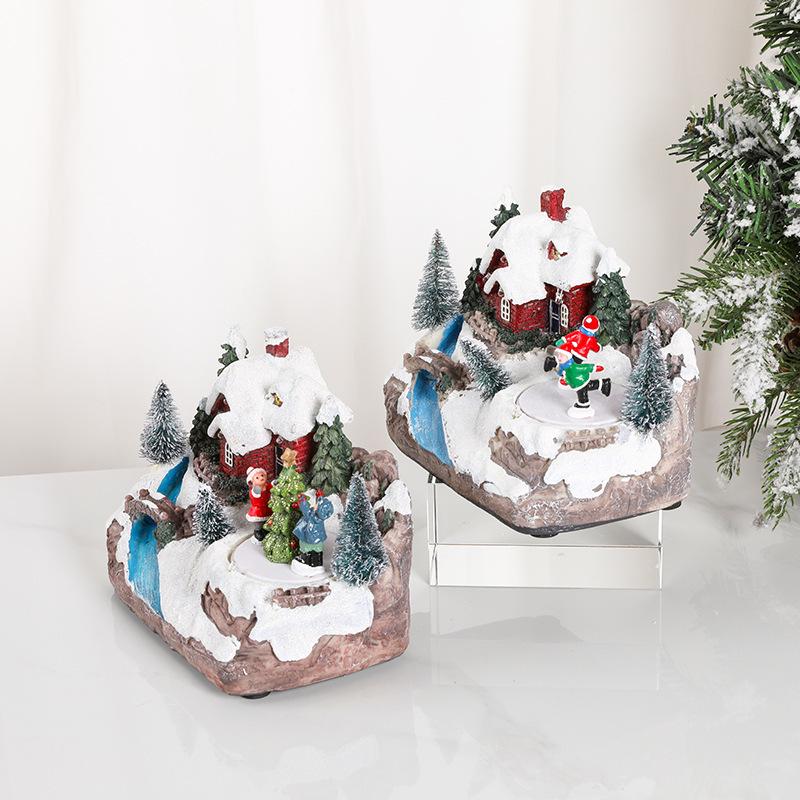 Musical Rotating Christmas Resin Snow Scene Ornament