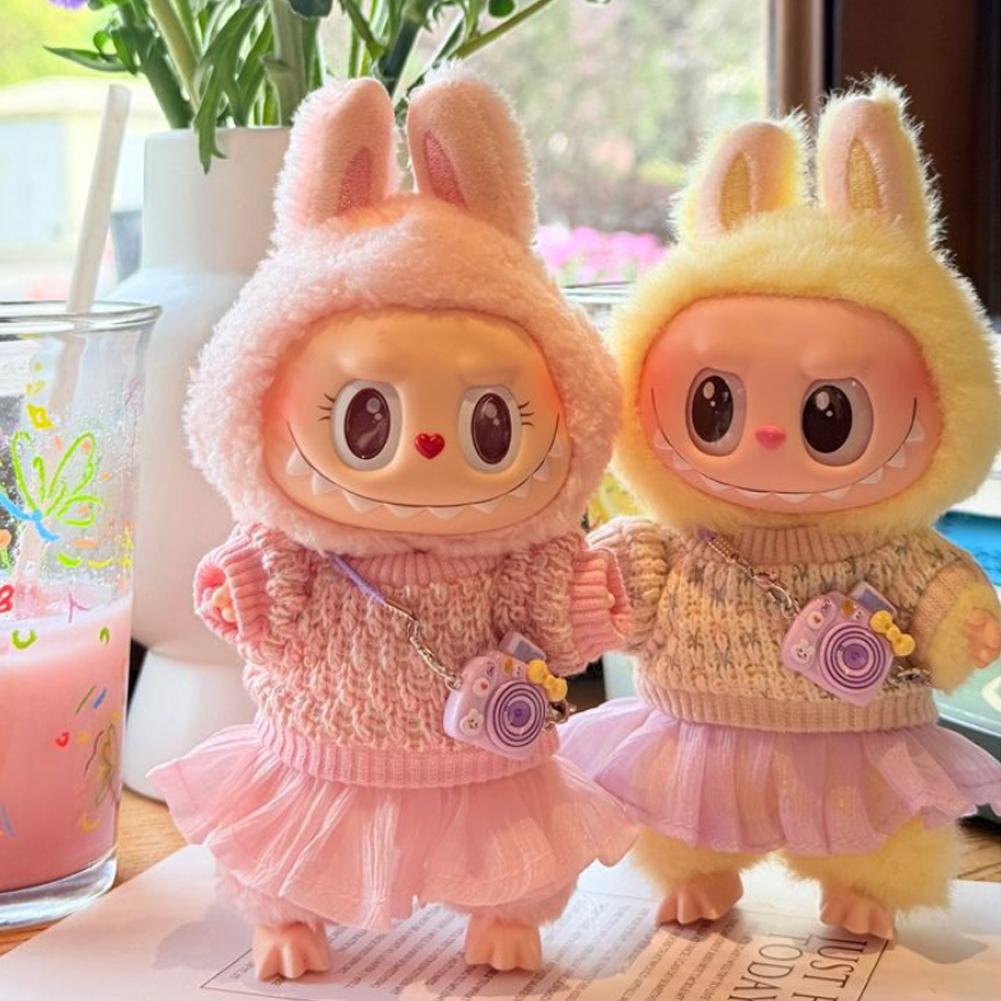 For 17cm Labubu Doll Clothes Fashion Clothes Dresses Doll Clothes Color Match Sweater Dolls Accessories Cute Decoration Little Clothes