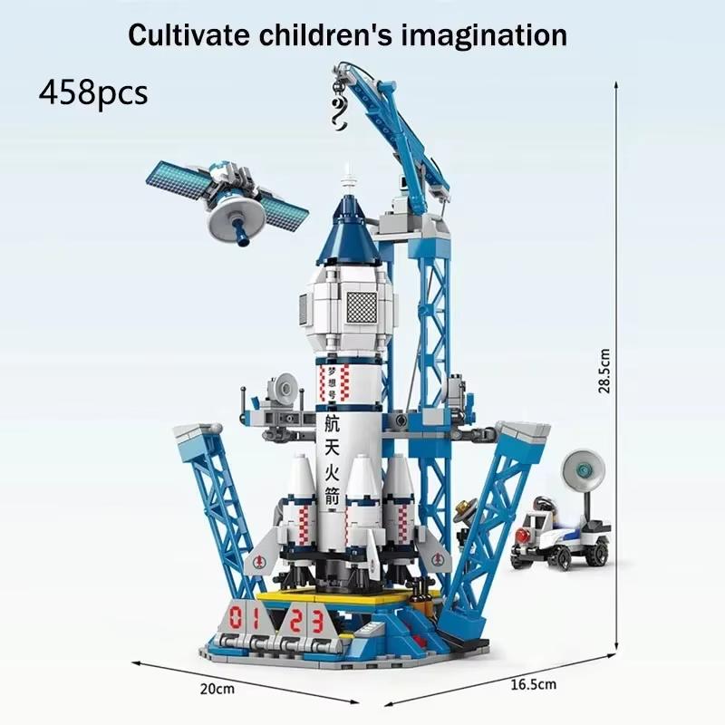 Space Aviation Manned Rocket Building Blocks With Astronaut Figure City Aerospace Puzzle Assembly Model Bricks Children Toys Kid