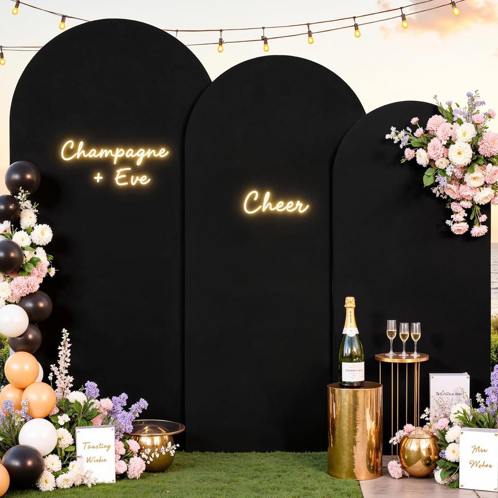 6ft/6.6ft/7.2ft Wedding Arch Cover Double Sided Spandex Fitted Fabric Arch Backdrop For Birthday Party Wedding Arch Decoration
