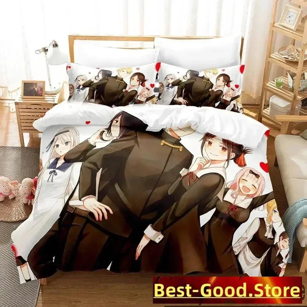 Anime Kaguya-sama Love Is War Bedding Set Printed Bed Set With Pillowcase Bed Duvet Cover Soft Queen King Size Bedclothes Home