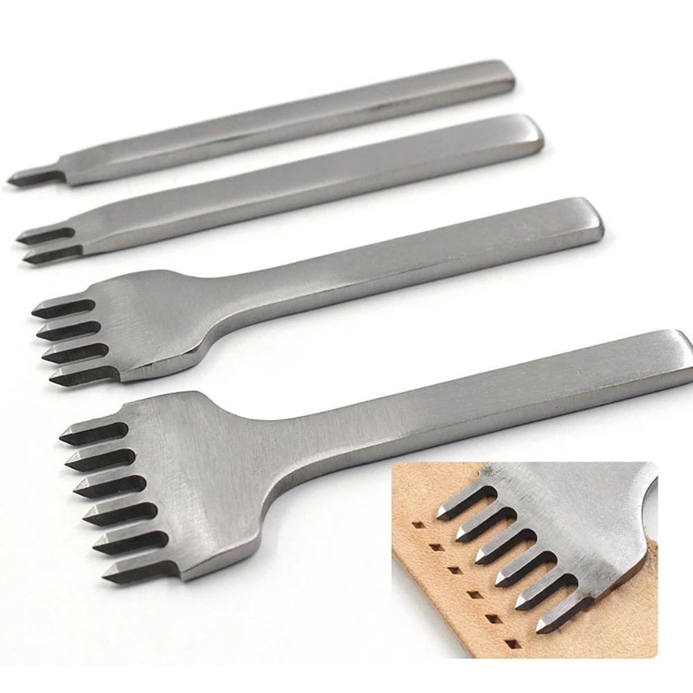 Spacing Punch Tool for Leather Hole Punches Tool Lacing Stitching Sewing DIY Leather Craft Tools 1/2/4/6 Prong