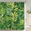 Fresh Green Leaves and Plants Pattern Shower Curtain Printed Leaves Bathroom Bath Curtain Home Decoration Curtain With Hooks