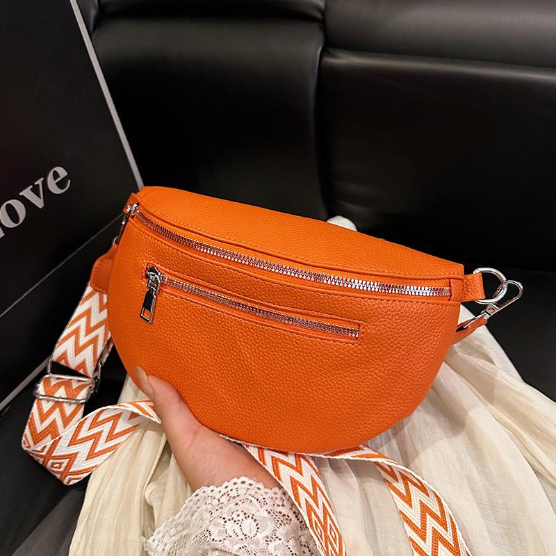 Women's Solid Color Crossbody Chest Bag with Wide Strap – Versatile, Casual Style for Phone and Daily Essentials