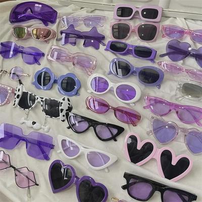 Retro Lila Runde Rahmen Sonnenbrille für Herren & Damen Anti-UV Eckiges Gesicht Kurzsichtigkeit