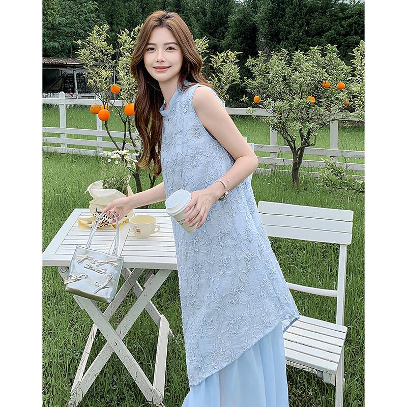 Si Shui Nian Hua 3D Embroidered Patchwork A-Line Summer Dress