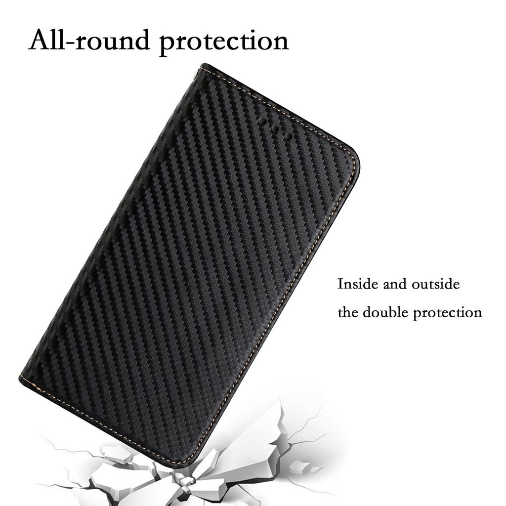 For Samsung Galaxy S25 Ultra Case Carbon Fiber Texture Wallet Stand Cover