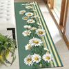 1Pcs White Daisies Striped Non-Slip Washable Area Rug Runner for Entryway, Living Room, Bedroom & Patio