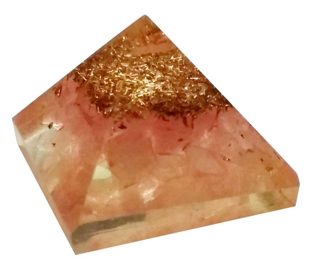 Purpledip Rose Quartz Orgone Pyramid: Good Luck Healing Charm, Divine Spiritual Crystal Stone (11679)