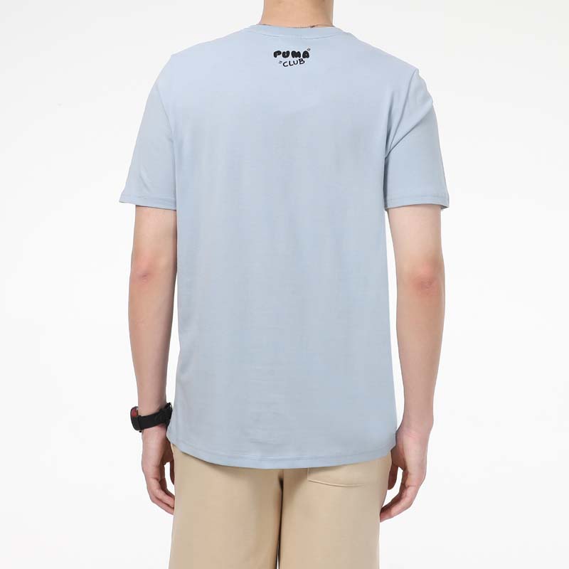 PUMA American Retro Dopamine Print Sport Casual Loose Breathable Moisture-Wicking Round Neck Short Sleeve T-Shirt Men Tops Blue 533197-61