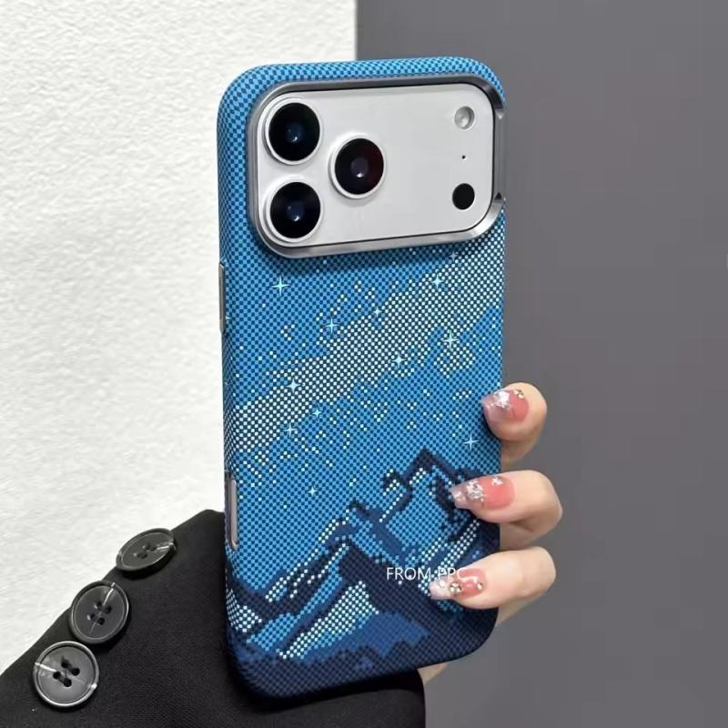 

Магнітний чохол Snow Mountain для iPhone 17 Pro Max 16 15 Pro, твердий ПК з вуглецевого волокна, магніти в задній кришці, металевий захист об єктива камери, чохол iPhone 15 Pro